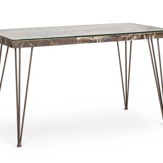 Mesa escritorio de hierro y cristal - Imagen 1