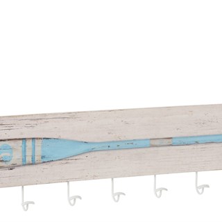 Perchero 7 Ganchos Pala Madera Azul Claro/Blanco - Imagen 1